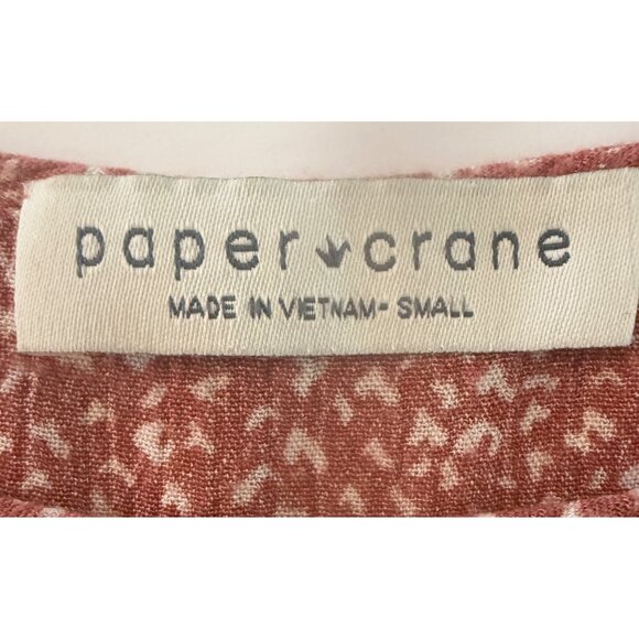 Papercrane Womens Rust Red Babydoll Blouse S Prairie Cottagecore Flowy Ruffle - Picture 3 of 8